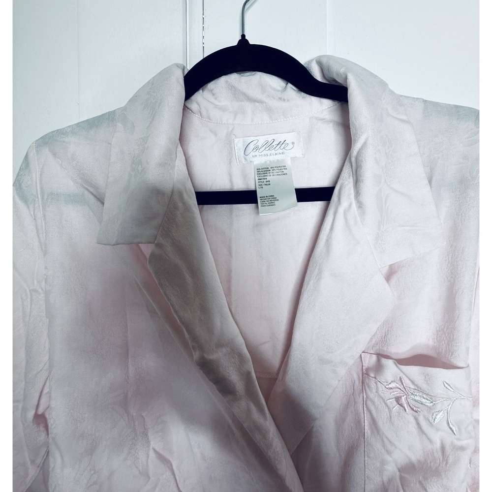 Vintage Collette By Miss Elaine Pink Floral Robe Large Jacquard Cottagecore